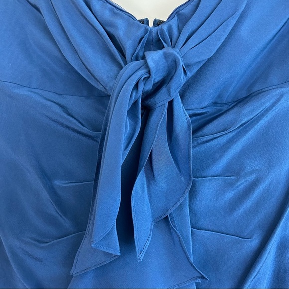 NNWT BCBGMaxAzria Ink Blue Strapless Silk Mini Dress with Ruffles/Bow Size 12 - Picture 6 of 11